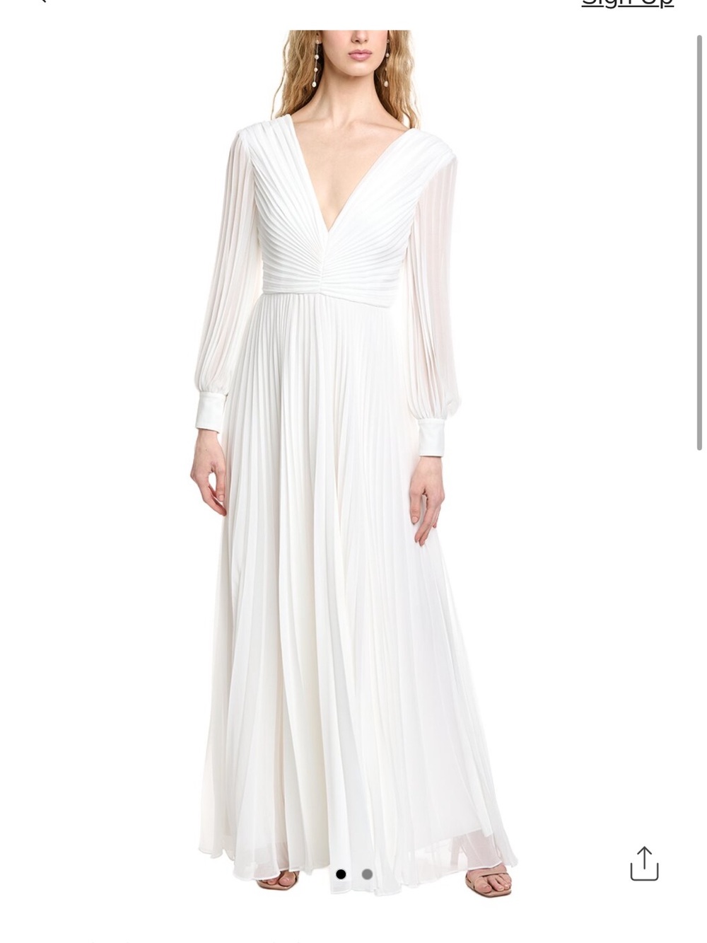 Badgley Mischka Pleated White Dress